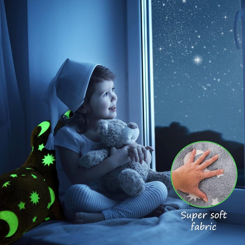 Aimuan Reading Pillow Glow in The Dark Bed Rest Wedge Kids Glow Backrest Pillow Dinosaur Print with Arms Back Support for Sitting Up in Bed Cushion, Grey - Image 2